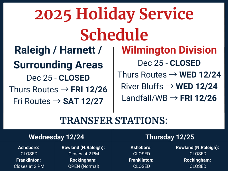 Holiday Schedule 2025